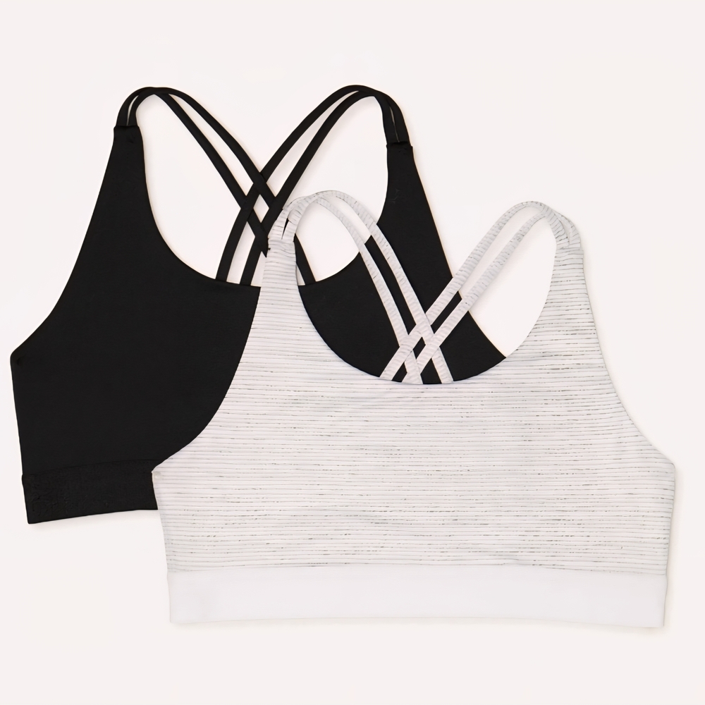 2 PK Athletic Works Little Girls Sports Bras ~ Black, White, Gray ~ BNWT
